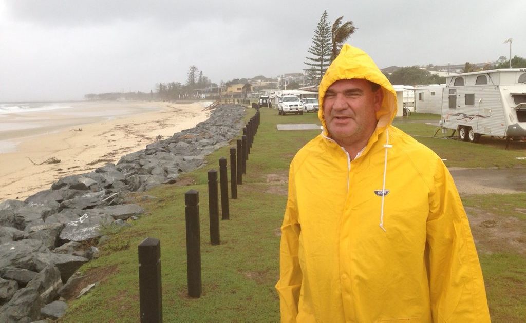 Owen Davy facing the elements at Kingscliff Beach Holiday Park Photo: Troy Kippen Owen Davy facing the elements at Kingscliff Beach Holiday Park Photo: Troy Kippen