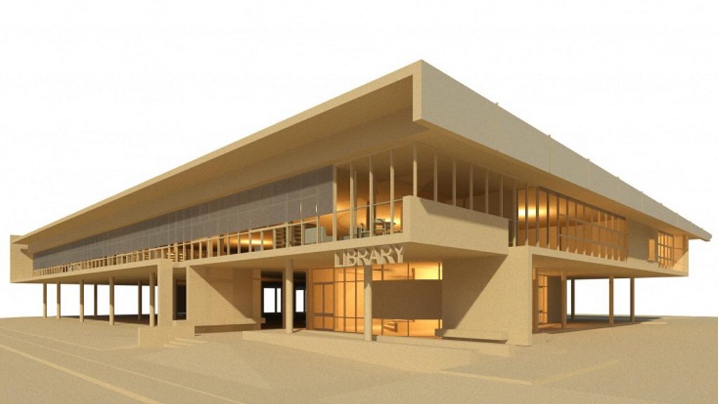 AN artist's impression of the Sir Earle Page Library to be built in Grafton. A ceremony to celebrate the start of construction of the building scheduled for tomorrow has been postponed. AN artist's impression of the Sir Earle Page Library to be built in Grafton. A ceremony to celebrate the start of construction of the building scheduled for tomorrow has been postponed.