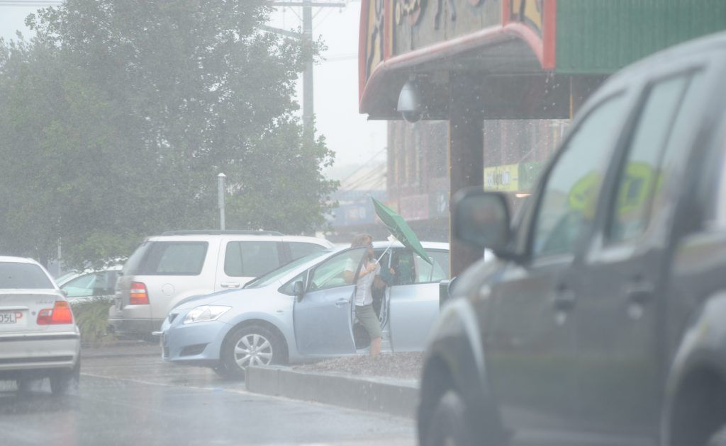 Lismore City inundated with heavy rain and wind leading to localised flooding and trees being blown over. Town was quiet with some residents braving the rain to get supplies. Photo Marc Stapelberg / The Northern Star Lismore City inundated with heavy rain and wind leading to localised flooding and trees being blown over. Town was quiet with some residents braving the rain to get supplies. Photo Marc Stapelberg / The Northern Star