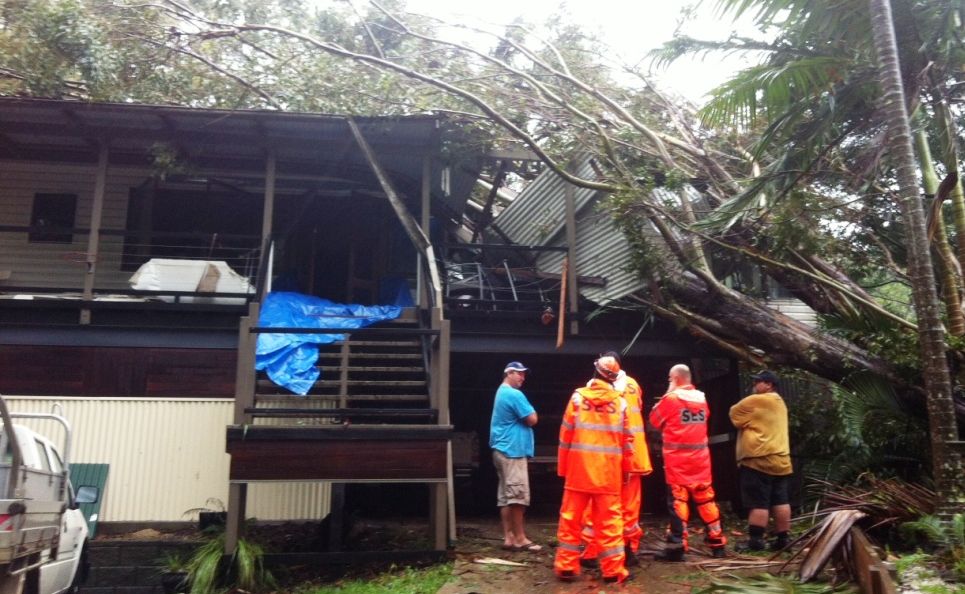 A tree fell on this Nunderi home at 4am on Monday. A tree fell on this Nunderi home at 4am on Monday.