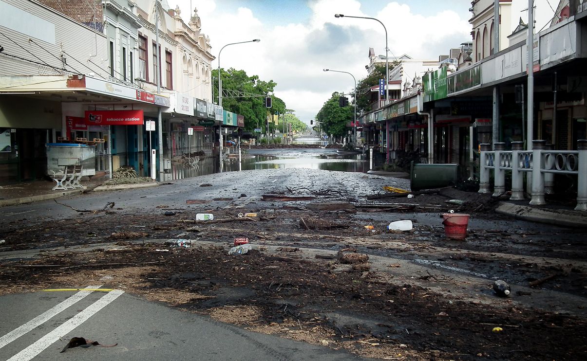 Kent St in Maryborough on Wednesday morning as floodwaters recede. Kent St in Maryborough on Wednesday morning as floodwaters recede.