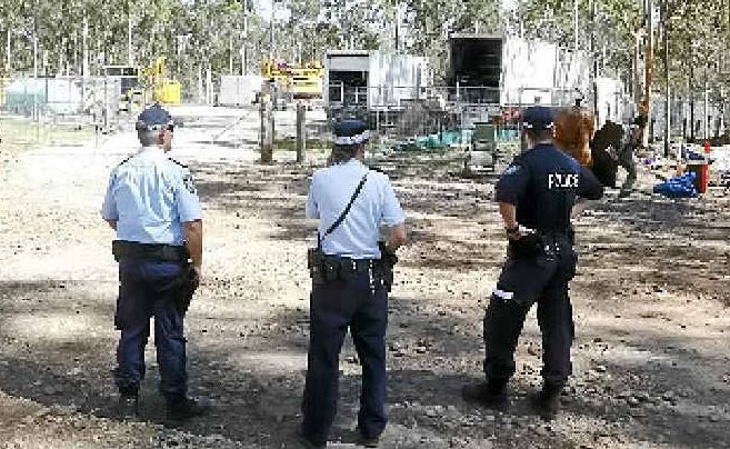 PROTEST: Three people were arrested at the CSG exploration site at Glenugie yesterday. Photo: Adam Hourigan PROTEST: Three people were arrested at the CSG exploration site at Glenugie yesterday. Photo: Adam Hourigan