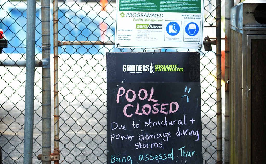 WIPE OUT: The Byron Bay pool has been closed due to storm damage. WIPE OUT: The Byron Bay pool has been closed due to storm damage.