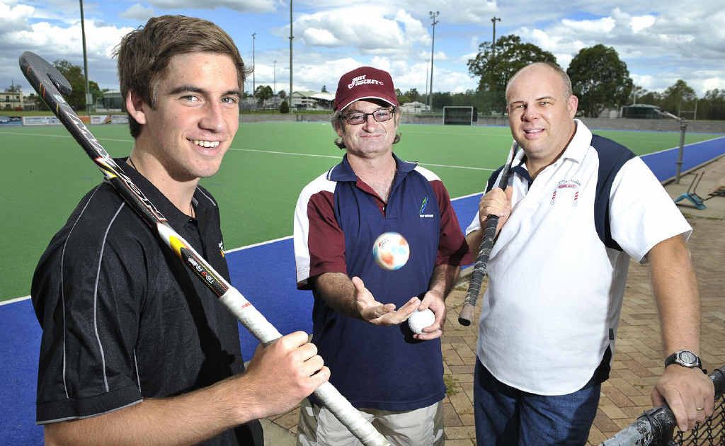 FUN TIME: Jarrod Brown, Neil Shearer and Phil Daly are super excited about the Ipswich Hockey open day on Sunday. FUN TIME: Jarrod Brown, Neil Shearer and Phil Daly are super excited about the Ipswich Hockey open day on Sunday.