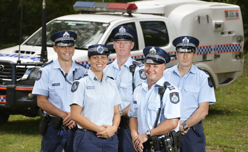 ***TBC: ANDREW CONWAY SUITABLE FOR PUBLICATION*** Police Officer of the Year candidates (at back, from left) Constables Russell Taylor, Andrew Conway and Nick Tanner, (at front) Constable Simone Beckett and Senior Constable Tim Stephens get set for a gala awards night on March 1. Photo: Claudia Baxter / The Queensland Times ***TBC: ANDREW CONWAY SUITABLE FOR PUBLICATION*** Police Officer of the Year candidates (at back, from left) Constables Russell Taylor, Andrew Conway and Nick Tanner, (at front) Constable Simone Beckett and Senior Constable Tim Stephens get set for a gala awards night on March 1. Photo: Claudia Baxter / The Queensland Times