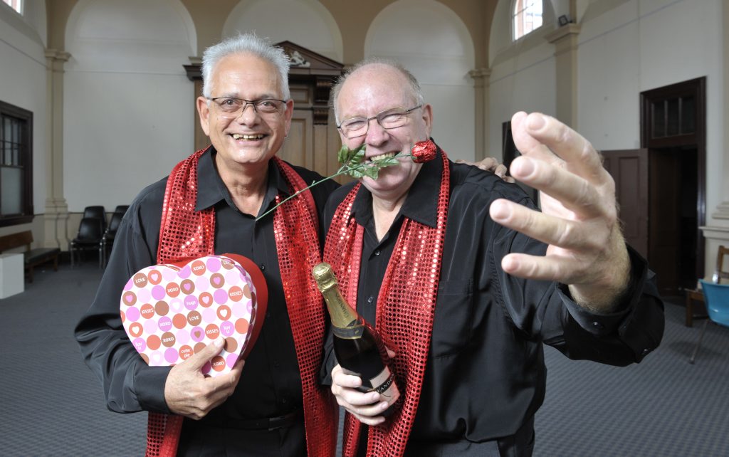 Chris Toussaint and Howard Kennedy from the Miner Chords are promoting their Valentines Day concert aimed at raising money for the flood appeal. Photo: Rob Williams / The Queensland Times Chris Toussaint and Howard Kennedy from the Miner Chords are promoting their Valentines Day concert aimed at raising money for the flood appeal. Photo: Rob Williams / The Queensland Times