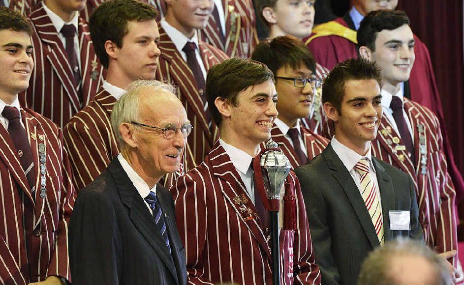 LOOKING AHEAD: Sir Llew Edwards with 2013 school captain Jarred Hancock and 2012 school captain Alec Teevan. LOOKING AHEAD: Sir Llew Edwards with 2013 school captain Jarred Hancock and 2012 school captain Alec Teevan.