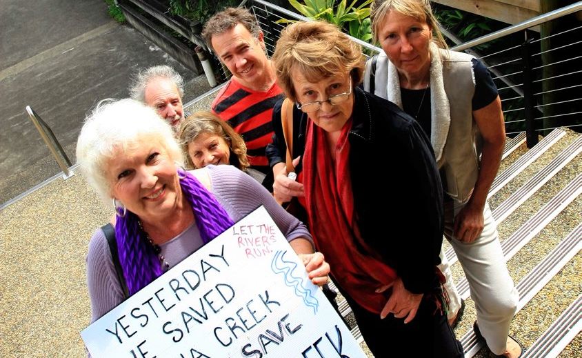 Julie McNamara (sign) and Faye Hill (right front) with other protestors at Council Chambers at Murwillumbah fought the Tweed Council over the Byrrill Creek Dam proposal. Julie McNamara (sign) and Faye Hill (right front) with other protestors at Council Chambers at Murwillumbah fought the Tweed Council over the Byrrill Creek Dam proposal.