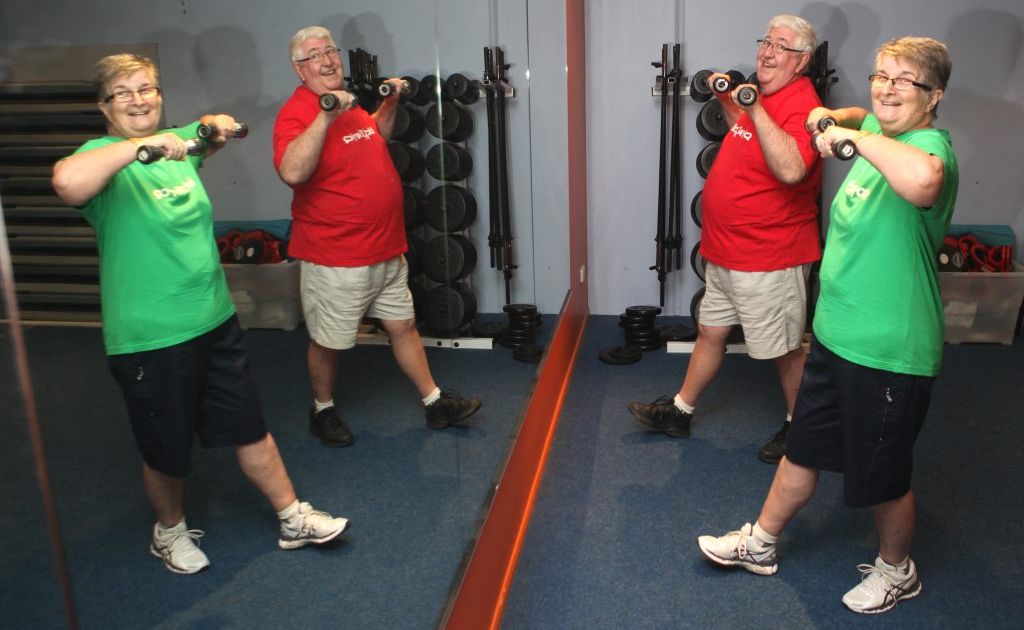 Mike and Phyl Henderson working out at the gym. Photo Allan Reinikka / The Morning Bulletin Mike and Phyl Henderson working out at the gym. Photo Allan Reinikka / The Morning Bulletin