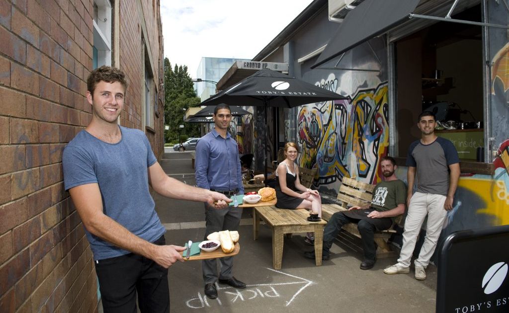 Ground Up Espresso Bar opened this week to rave reviews from Toowoomba coffee drinkers, much to the delight of staff including (front) Ryan Evans and (back, from left) Jeyan Chamanmah, Angela Knepscheld, Robert Johnson and Nathan Eshraghi. Ground Up Espresso Bar opened this week to rave reviews from Toowoomba coffee drinkers, much to the delight of staff including (front) Ryan Evans and (back, from left) Jeyan Chamanmah, Angela Knepscheld, Robert Johnson and Nathan Eshraghi.