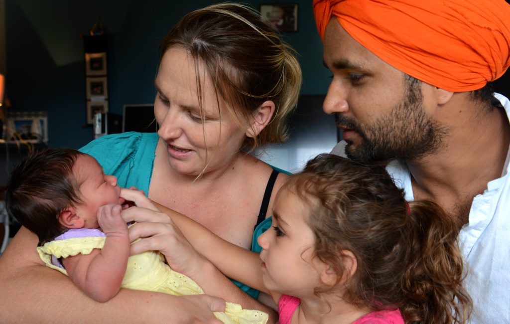 Mum Melissa Cattell, Dad Aman Deep Singh, Baby Sophia Preet Singh and Big sister Hamelia Joy Manjit Cattell. Mum Melissa Cattell, Dad Aman Deep Singh, Baby Sophia Preet Singh and Big sister Hamelia Joy Manjit Cattell.