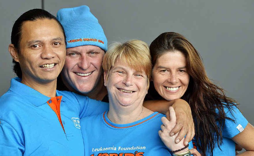 GOING PUBLIC: Jets club duty manager Marsh Kaiawe, general manager Justin Hall, team leader Kate Desborough and restaurant supervisor Karen Christensen welcome donations for the Leukaemia Foundation’s World’s Greatest Shave. GOING PUBLIC: Jets club duty manager Marsh Kaiawe, general manager Justin Hall, team leader Kate Desborough and restaurant supervisor Karen Christensen welcome donations for the Leukaemia Foundation’s World’s Greatest Shave.