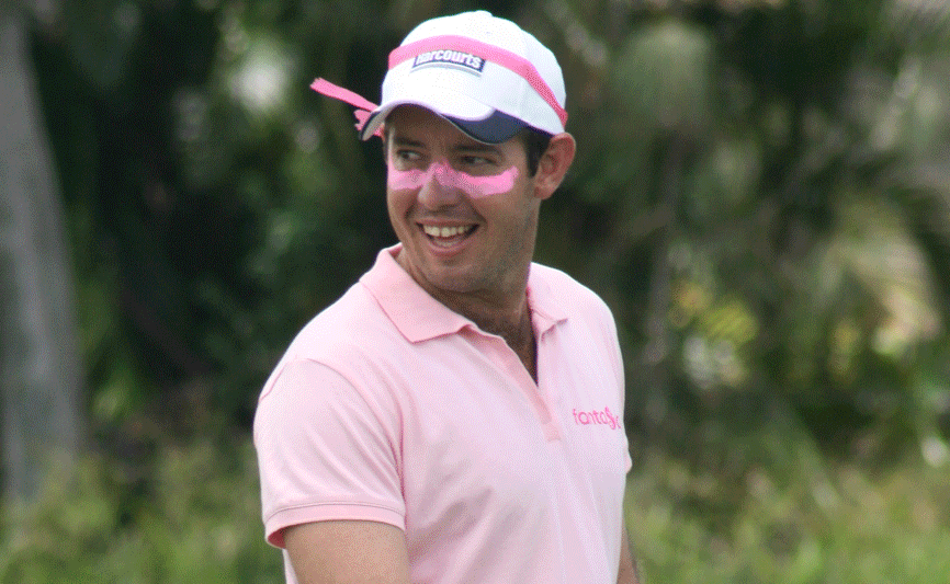 TICKLED PINK: Proserpine cricketer Aaron Regan looking pretty in pink while batting at the crease on a previous Pink Stumps Day.
TICKLED PINK: Proserpine cricketer Aaron Regan looking pretty in pink while batting at the crease on a previous Pink Stumps Day.