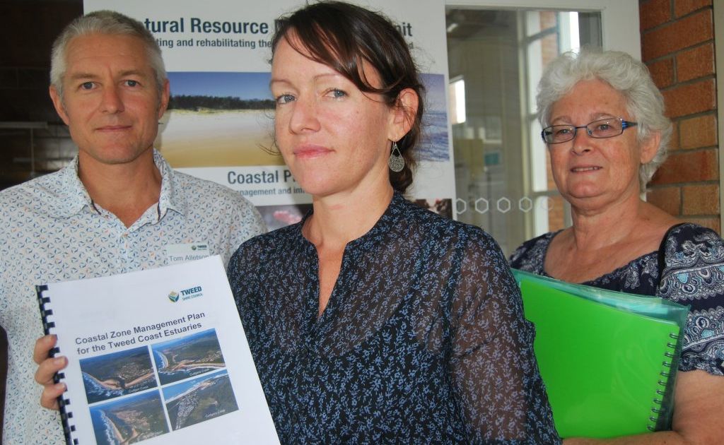 Tweed Shire Council's waterways program leader Tom Alleston with environmental scientist Katie Pratt and secretary of the Kingscliff Ratepayers and progress Association Julie Murray. Tweed Shire Council's waterways program leader Tom Alleston with environmental scientist Katie Pratt and secretary of the Kingscliff Ratepayers and progress Association Julie Murray.