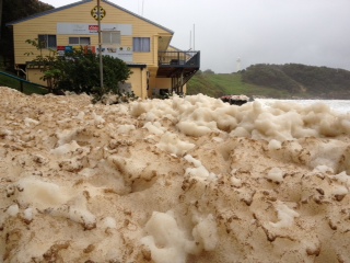 Sea foam at Yamba following Friday's storm event. Sea foam at Yamba following Friday's storm event.