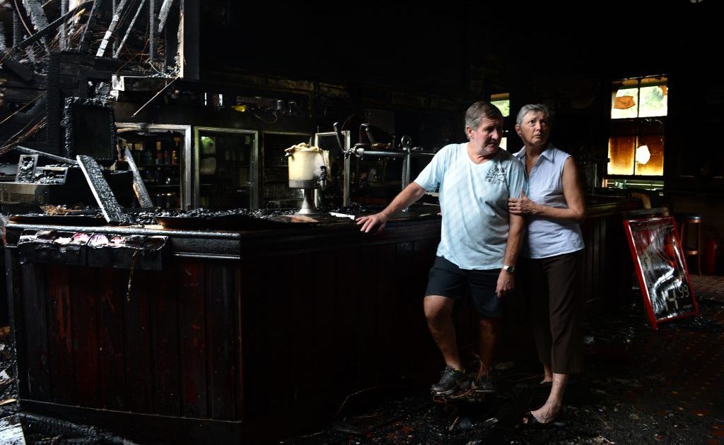 Fire at The Mount Warning Hotel, Uki. Geoff and Lexie Brown. Fire at The Mount Warning Hotel, Uki. Geoff and Lexie Brown.
