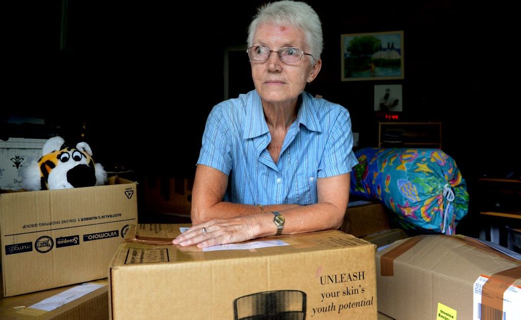 Terri Bradley is collecting for flood victims. Photo: John Gass / Daily News Terri Bradley is collecting for flood victims. Photo: John Gass / Daily News