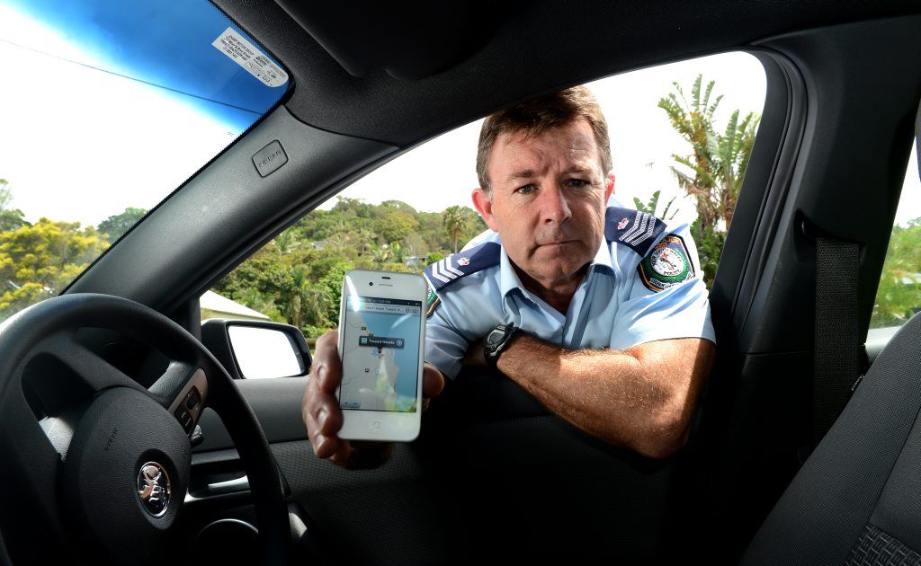 Sgt of Crime coordinator Stuart Crawford with an iphone map. Sgt of Crime coordinator Stuart Crawford with an iphone map.