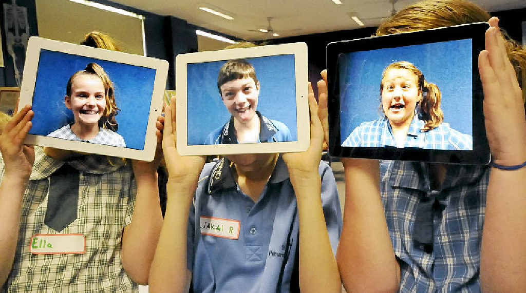 MULTI-TALENTED: Ella Robinson, 11, and Jakai Reddell, 12, from St Joseph’s Woodburn, and Georgie Lee Bowden, 12, from St Mary’s Casino having fun with their iPads at a multimedia enrichment day. MULTI-TALENTED: Ella Robinson, 11, and Jakai Reddell, 12, from St Joseph’s Woodburn, and Georgie Lee Bowden, 12, from St Mary’s Casino having fun with their iPads at a multimedia enrichment day.