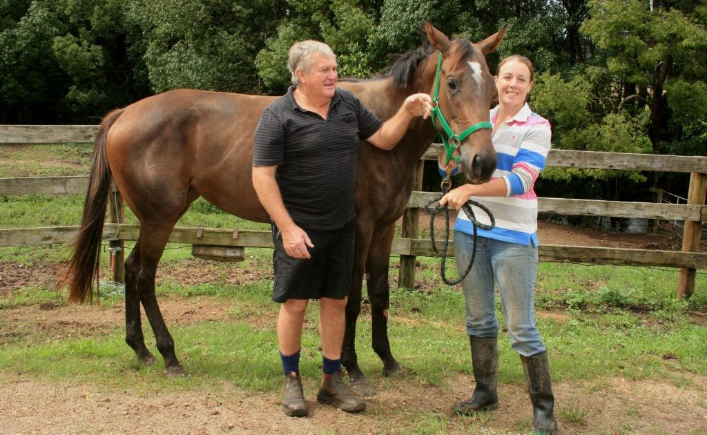 Murray and Mandy McKinnon with Millie, the 2-year-old mare. Murray and Mandy McKinnon with Millie, the 2-year-old mare.