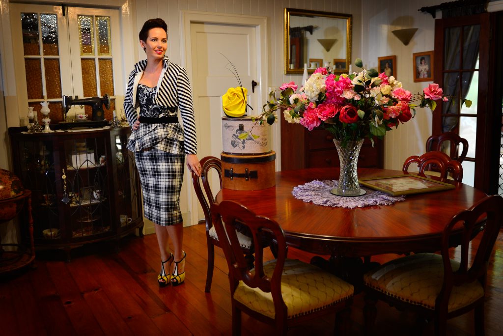 Taneil Bennet models outfits made by Gladstone designer Kellyanne Russell. Taneil Bennet models outfits made by Gladstone designer Kellyanne Russell.