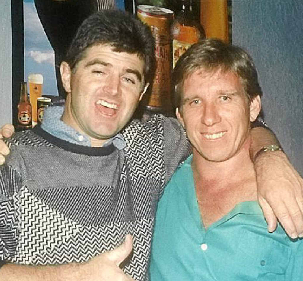 Long-time mates John Ellingsen and Dave Cush in 1986. Long-time mates John Ellingsen and Dave Cush in 1986.