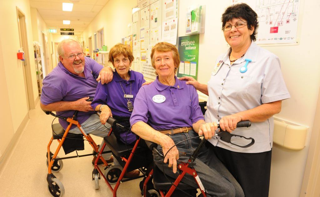 STAYING MOBILE: Grahame Riley, Tina Mammino, Hetty Riley and nurse unit manager Lynn Anderson with the three walkers donated by the Childers Lions Club. STAYING MOBILE: Grahame Riley, Tina Mammino, Hetty Riley and nurse unit manager Lynn Anderson with the three walkers donated by the Childers Lions Club.
