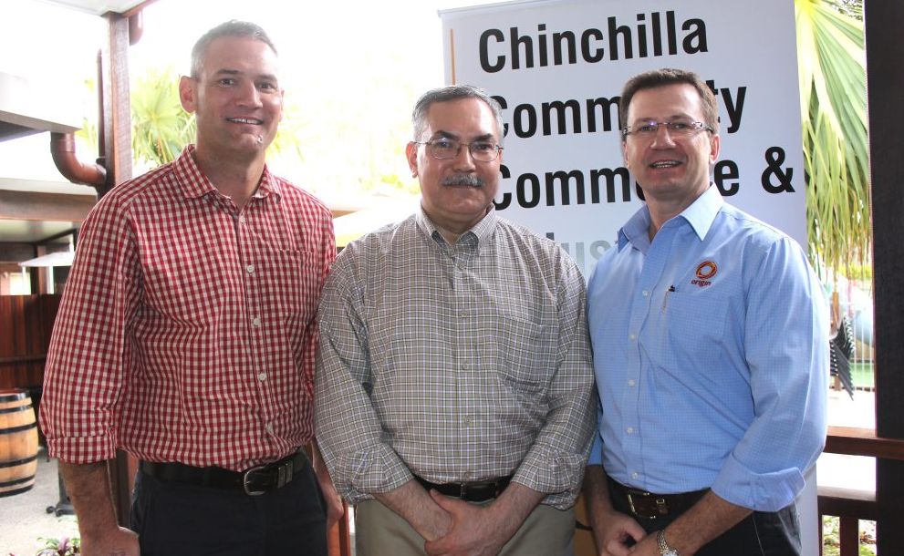 SHARING STRATEGIES: CCCI president Jason Johnston, Mr Robert Jensen and Origin regional manager Rob Hart. SHARING STRATEGIES: CCCI president Jason Johnston, Mr Robert Jensen and Origin regional manager Rob Hart.
