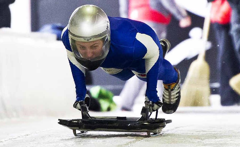 Jessica Golding racing in the skeleton event. Jessica Golding racing in the skeleton event.