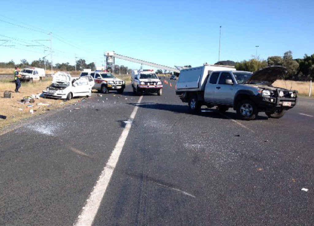 TRAGEDY: The fatal scene at the Capricorn Hwy and Yarrabee Haul Rd on Monday morning. TRAGEDY: The fatal scene at the Capricorn Hwy and Yarrabee Haul Rd on Monday morning.