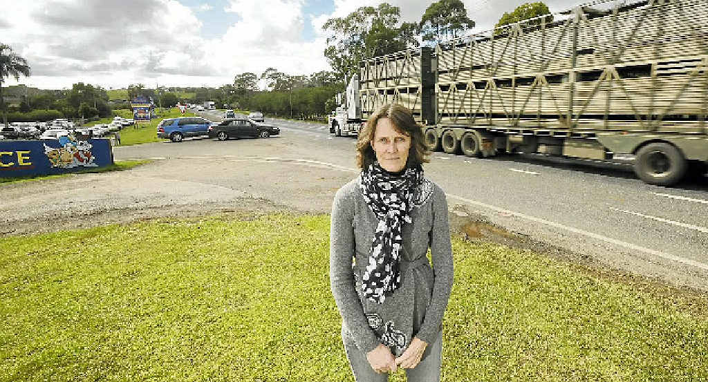DANGER STRIP: Helen Simkins, manager of the Macadamia Castle at Knockrow, says, “It is not always the truck’s fault but there is always a truck involved.” DANGER STRIP: Helen Simkins, manager of the Macadamia Castle at Knockrow, says, “It is not always the truck’s fault but there is always a truck involved.”
