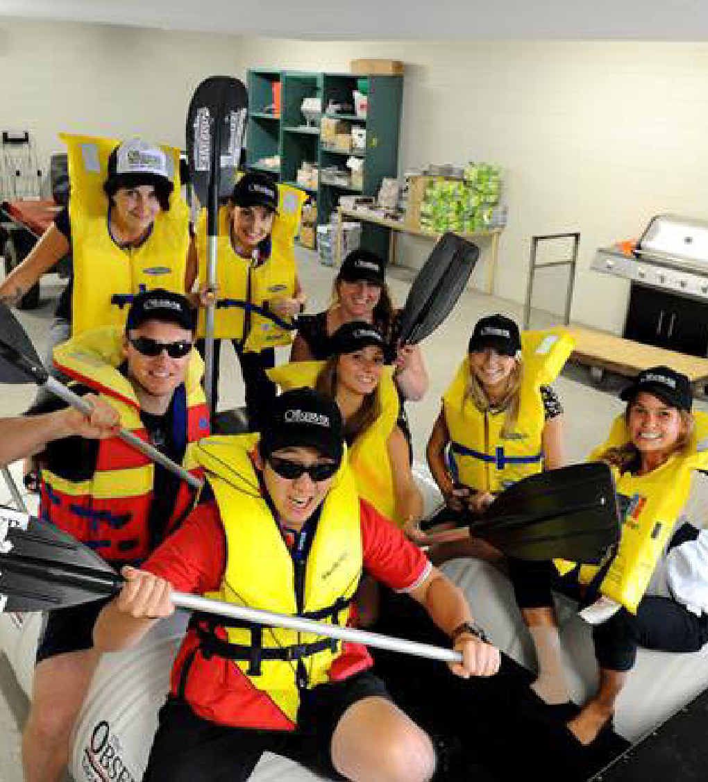 FUN BUNCH: The Observer crew preparing for the harbour festival raft race earlier this year. FUN BUNCH: The Observer crew preparing for the harbour festival raft race earlier this year.