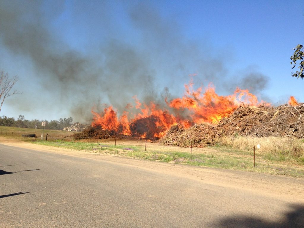 TIP FIRE: The blaze burning earlier today at the Nanango dump. TIP FIRE: The blaze burning earlier today at the Nanango dump.