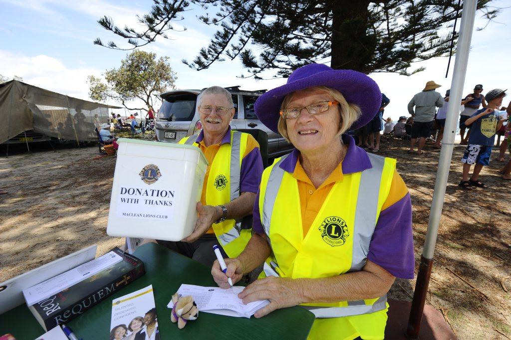 Alan Cunningham and Deyann McDonnell were selling raffle tickets for the Maclean Lions Club at the Brooms Head Family Fun Day on New Years Day. Photo JoJo Newby / The Daily Examiner Alan Cunningham and Deyann McDonnell were selling raffle tickets for the Maclean Lions Club at the Brooms Head Family Fun Day on New Years Day. Photo JoJo Newby / The Daily Examiner