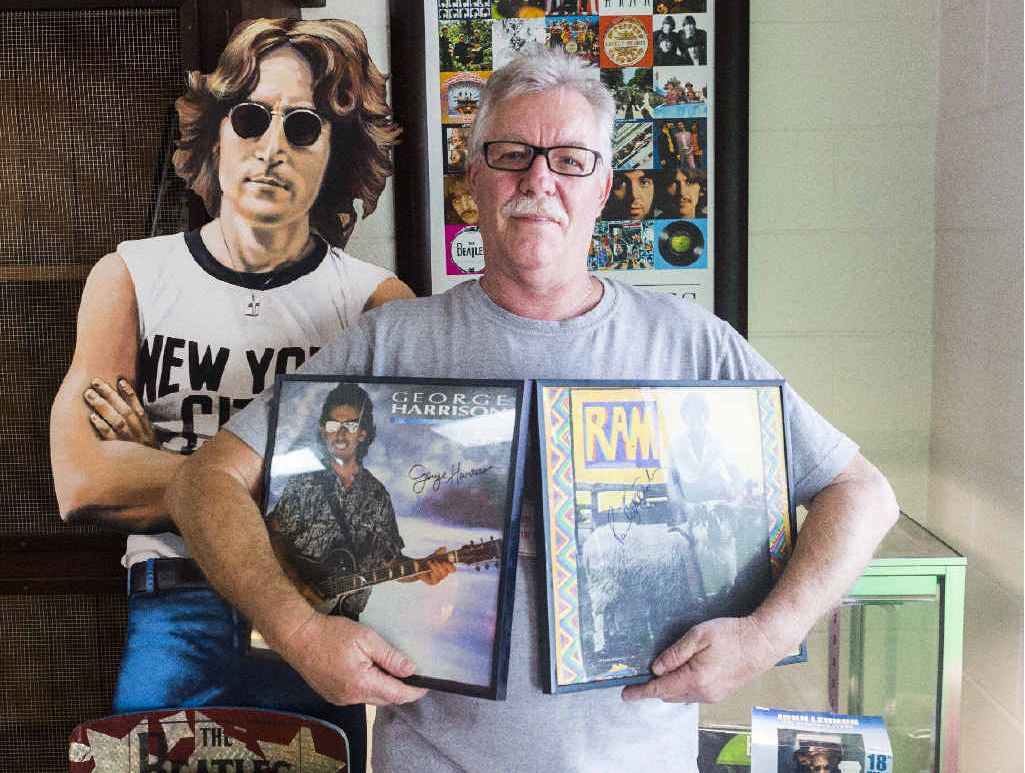 ORDER OF DAY: Alan Bray of Skinner St Takeaway with part of his extensive Beatles collection. ORDER OF DAY: Alan Bray of Skinner St Takeaway with part of his extensive Beatles collection.