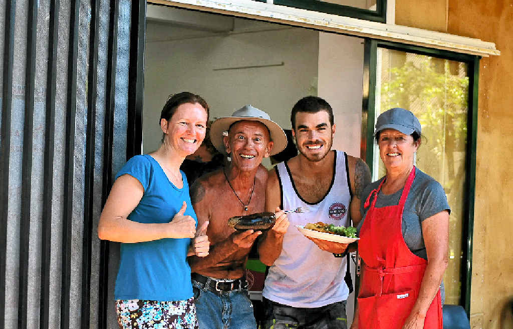 ON THE CARDS: At the Liberation Larder lunch are Kusha Gale, Christian George, Luan Souza and co-ordinator Helen Hamilton. ON THE CARDS: At the Liberation Larder lunch are Kusha Gale, Christian George, Luan Souza and co-ordinator Helen Hamilton.