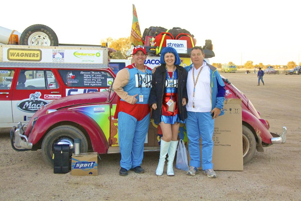 David Murray as Duffman, Debbie Wilson as Marge and Greg Wilson as Homer - Variety Bash team from Yeppoon. David Murray as Duffman, Debbie Wilson as Marge and Greg Wilson as Homer - Variety Bash team from Yeppoon.