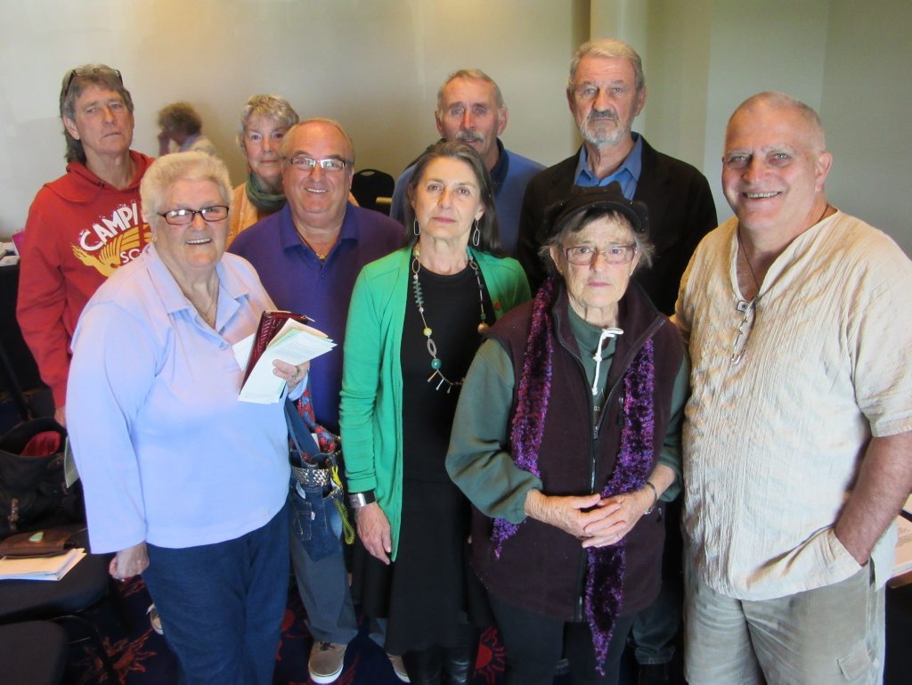 Jan Barham (centre in green jumper) with concerned caravan park residents Jan Barham (centre in green jumper) with concerned caravan park residents