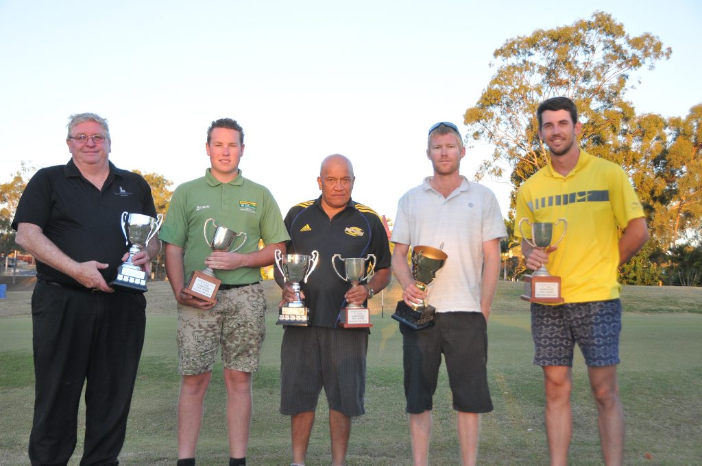 Arthur Delooze, Sam Hart, Michael Herewini, Matt Callow and Jason Seng all won trophies in Gladstone Golf Club's Men's Closed Championships. Arthur Delooze, Sam Hart, Michael Herewini, Matt Callow and Jason Seng all won trophies in Gladstone Golf Club's Men's Closed Championships.