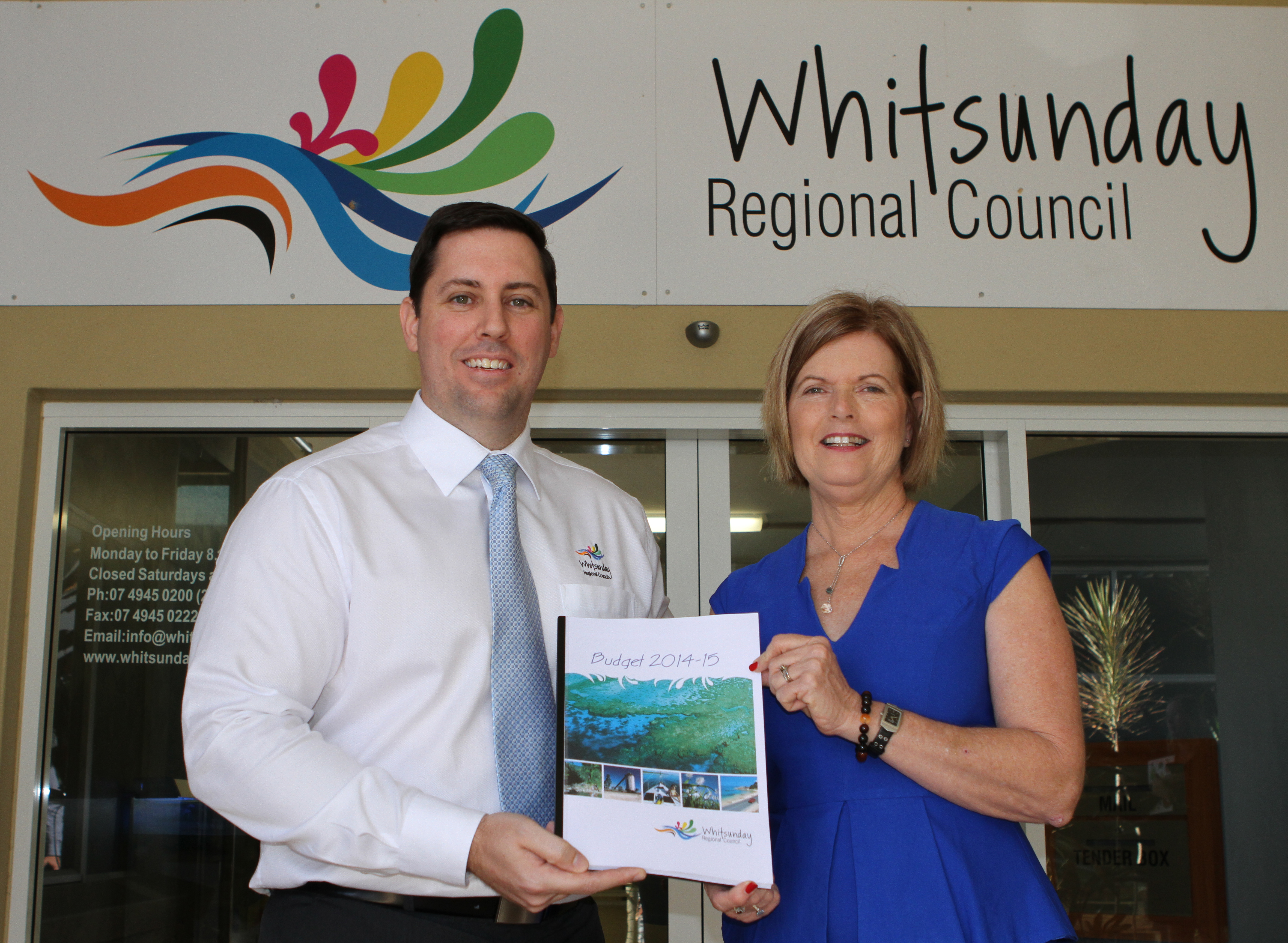 FISCALLY RESPONSIBLE: Whitsunday Regional Council's CEO Scott Waters and mayor Jennifer Whitney say that Council's 2014-15 budget is "fiscally responsible" and focused on paying down the debt. FISCALLY RESPONSIBLE: Whitsunday Regional Council's CEO Scott Waters and mayor Jennifer Whitney say that Council's 2014-15 budget is "fiscally responsible" and focused on paying down the debt.
