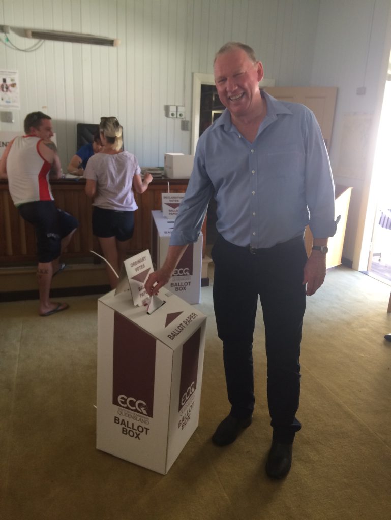 LNP's Jeff Seeney casts his vote in Monto. Photo Emma Clarke / Central Telegraph LNP's Jeff Seeney casts his vote in Monto. Photo Emma Clarke / Central Telegraph