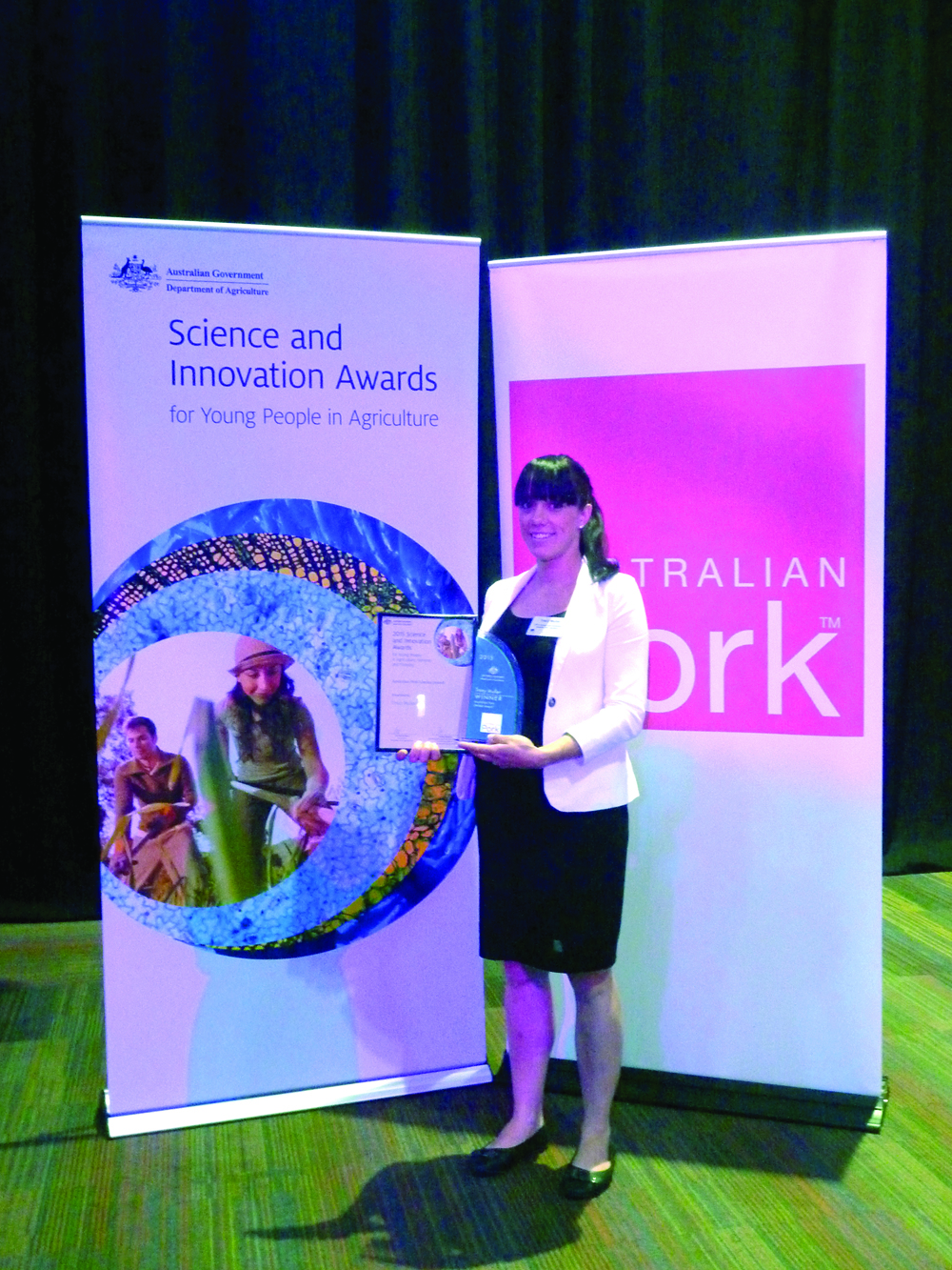 Winner of the Science and Innovation award for Young People in Agriculture, Fisheries and Forestry, Tracey Muller. Winner of the Science and Innovation award for Young People in Agriculture, Fisheries and Forestry, Tracey Muller.