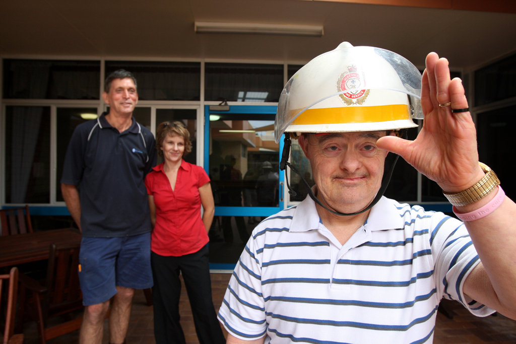 Alan Bartlett and Barbara Tsakmakis are excited about fire fighting die-hard Trevor Bale’s birthday visit from the Tugun Fire Station. Alan Bartlett and Barbara Tsakmakis are excited about fire fighting die-hard Trevor Bale’s birthday visit from the Tugun Fire Station.