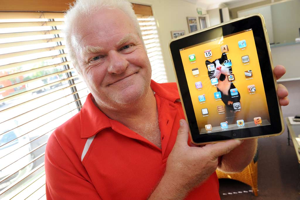 Ascot Homes building designer Bruce Cairns is keen to upgrade his Apple iPad when the new product hits Bundaberg shelves. Ascot Homes building designer Bruce Cairns is keen to upgrade his Apple iPad when the new product hits Bundaberg shelves.