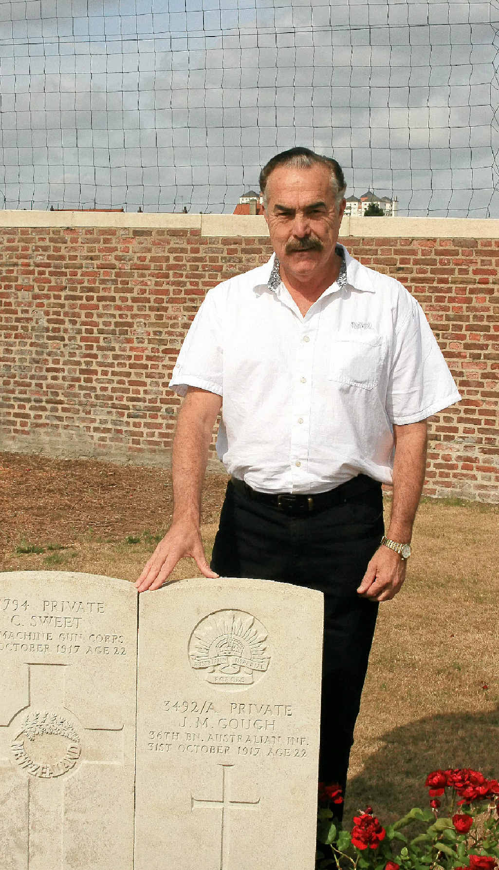 Grafton’s Allan Gough, at the grave of his great-uncle, Private John Gough in Rouen, France. Grafton’s Allan Gough, at the grave of his great-uncle, Private John Gough in Rouen, France.
