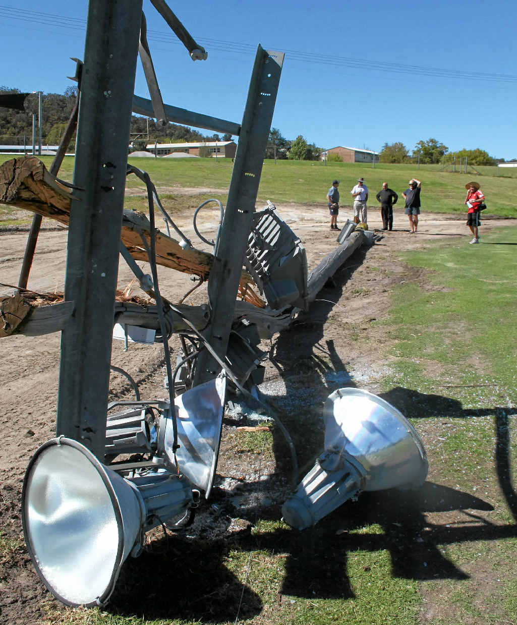 COSTLY: Light posts were removed from CF White Oval last month after termite damage caused one pole to collapse. Photos Ewan Leighton / Stanthorpe Border Post COSTLY: Light posts were removed from CF White Oval last month after termite damage caused one pole to collapse. Photos Ewan Leighton / Stanthorpe Border Post