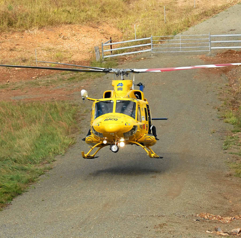 The RACQ CareFlight helicopter. The RACQ CareFlight helicopter.