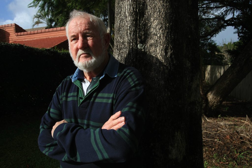 Brian Lockhart with the tree causing problems for he and his wife, Evelyn. Brian Lockhart with the tree causing problems for he and his wife, Evelyn.