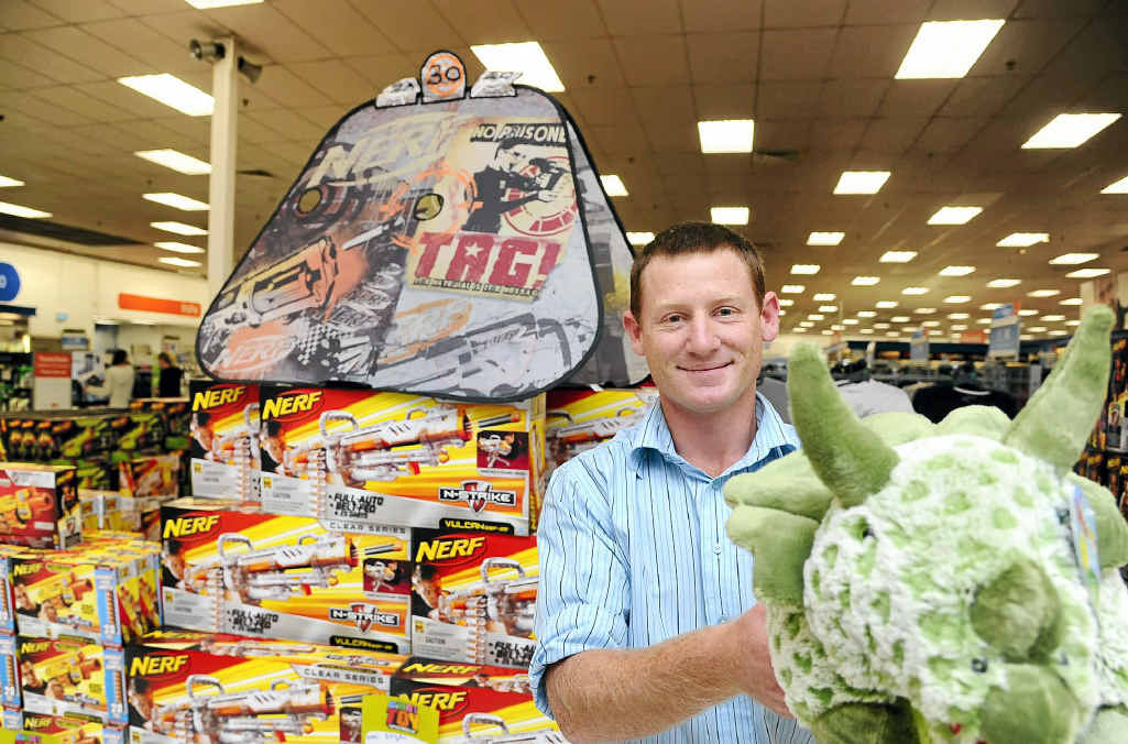 Grafton Big W toy section business manager Rob Third with just a few of the many toys which have been during the massive toy sales. Grafton Big W toy section business manager Rob Third with just a few of the many toys which have been during the massive toy sales.