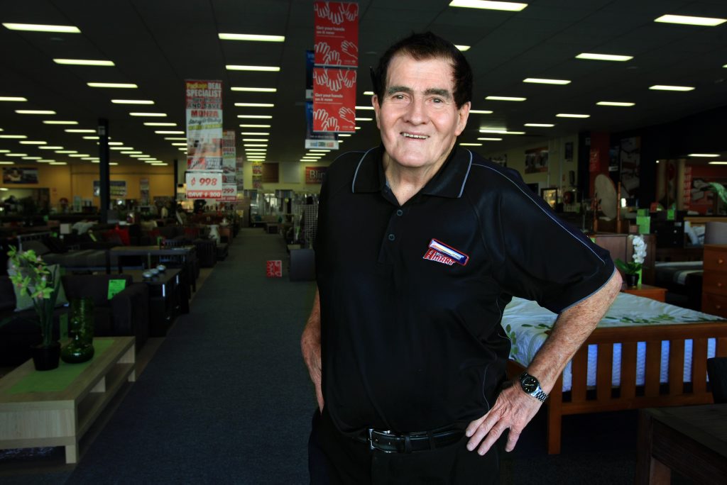 Super A-mart salesman Geoff Williams is 74 and hopes to work for another five years. Super A-mart salesman Geoff Williams is 74 and hopes to work for another five years.